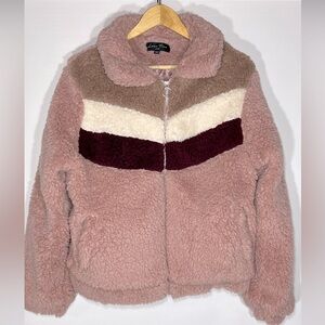 Love Tree Pink and Cream Teddy Jacket